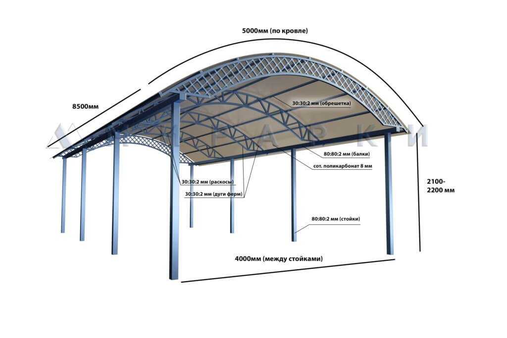 Гараж с навесом под одной крышей