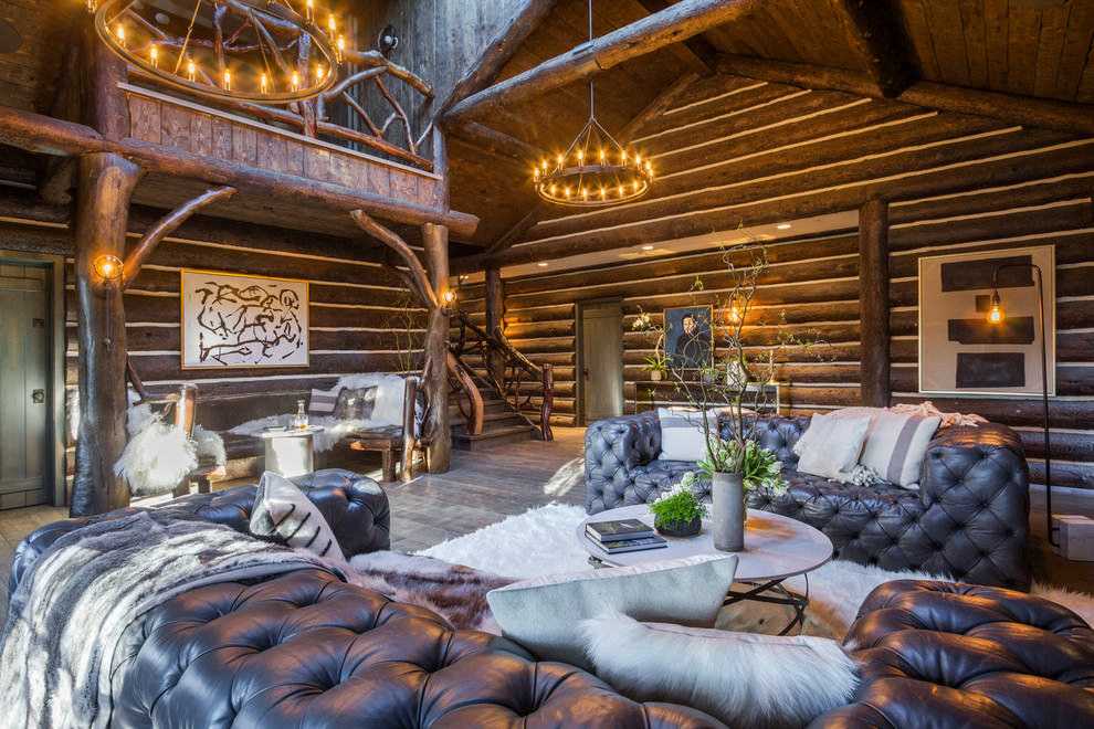 Стиль альпийского шале в интерьере кухни и гостиной (+35 фото)