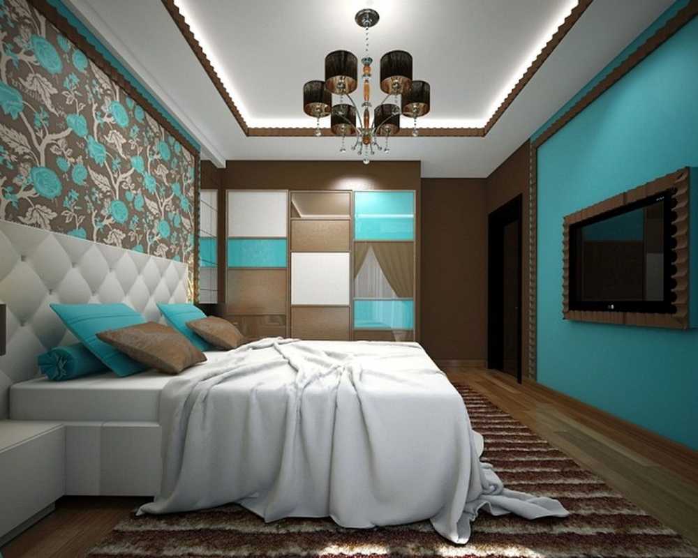 Спальня в коричнево-бирюзовых тонах: 20 реальных фото дизайна