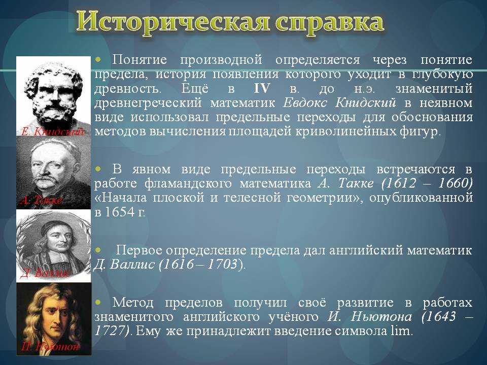 Исследование исторического документа. Понятие производной. Историческая справка. Историческая справка история появления. История возникновения пределов.